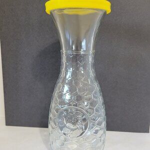 Grant Howard Water Carafe, 10” Chicken & Chicken Wire Or Honeycomb, Yellow Lid